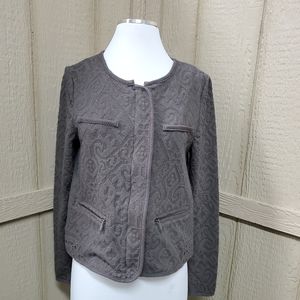 MOTH Anthropologie Cardigan Brown Zipper  Close Po